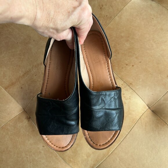 Theorie Black Leather Open-Toe Mules Minimal Modern Vegan Leather Sandal, 6.5 - Picture 12 of 12